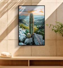 LACQUERED CANVAS PRINT WITH FRAME CACTUS -H- CM 60X4X90_x000D_
