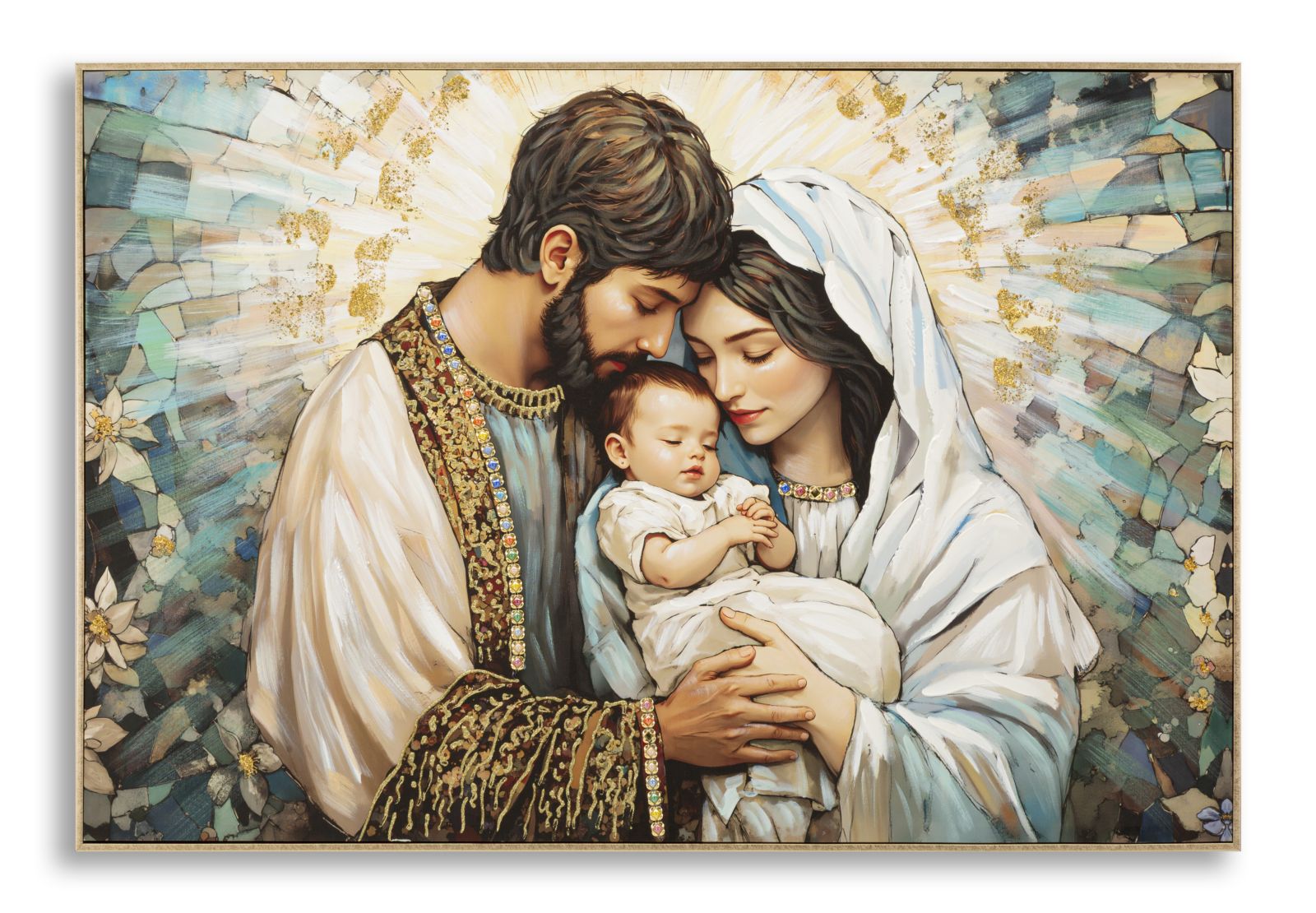 PRINTING ON CANVAS NATIVITY LAQUARED WITH FRAME CM 122X4X82