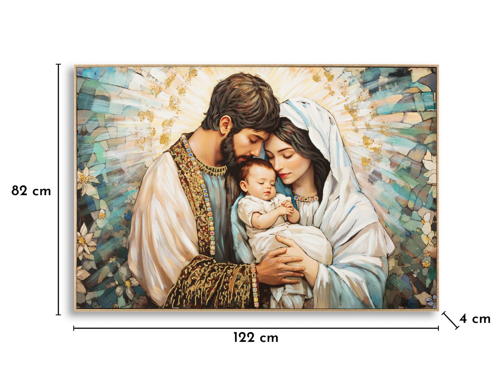 PRINTING ON CANVAS NATIVITY LAQUARED WITH FRAME CM 122X4X82