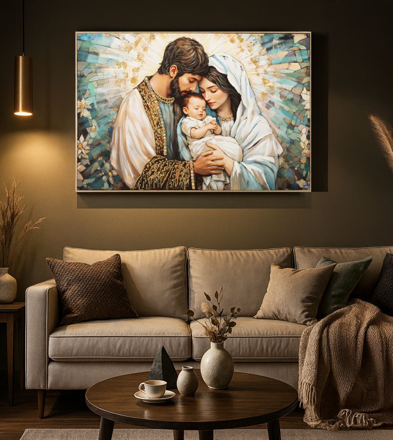 PRINTING ON CANVAS NATIVITY LAQUARED WITH FRAME CM 122X4X82