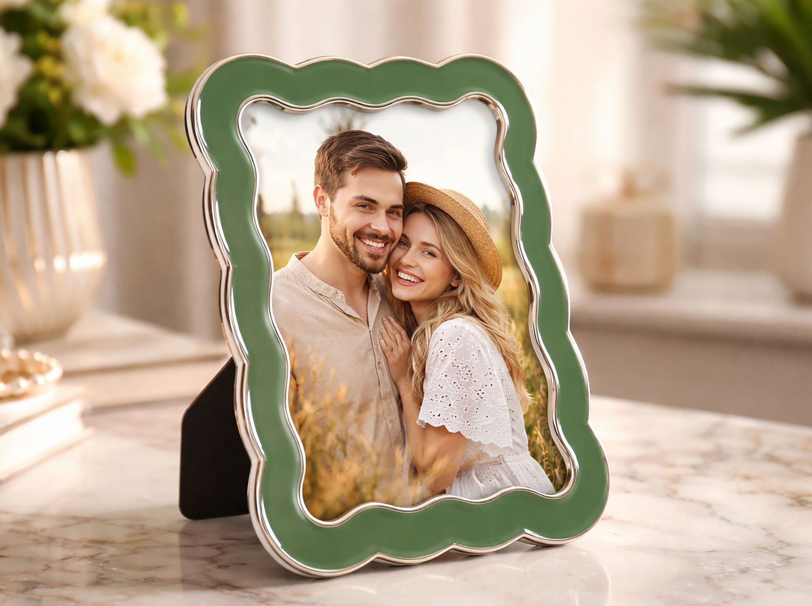 PHOTO FRAME CHARLOTTE GREEN CM 15,7X1,3X21,10 (INSIDE SIZE CM 12,5X17,5) 