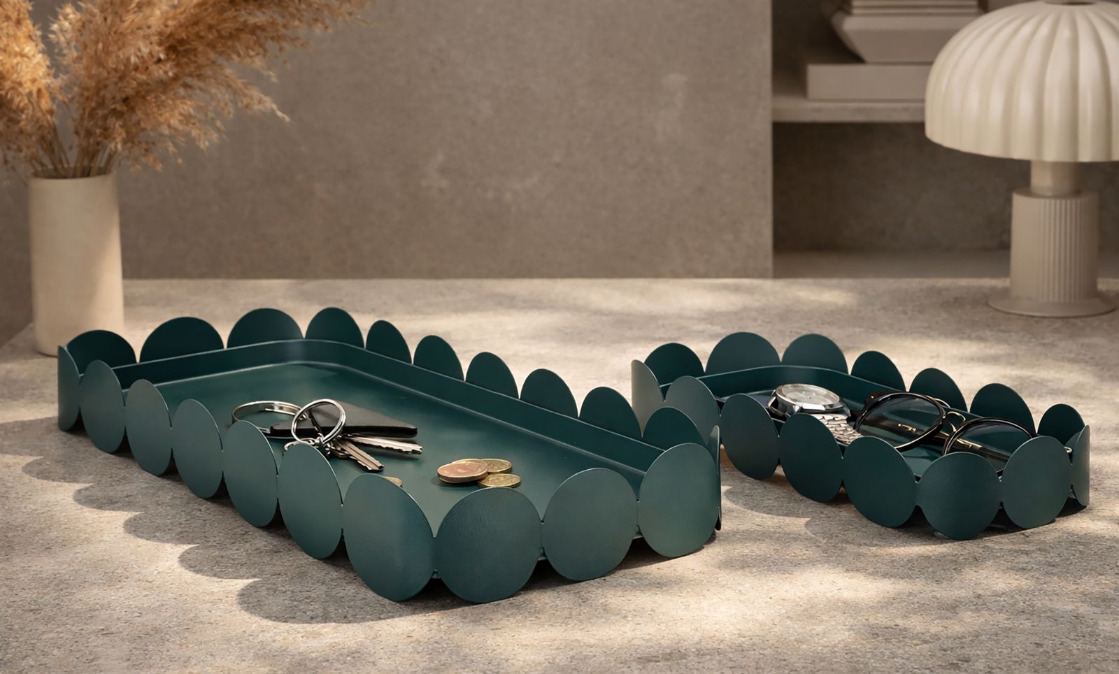 SATURN TRAY RECT. TEAL SET 2 PCS CM 40X16,5X4,5-29X12X4,5