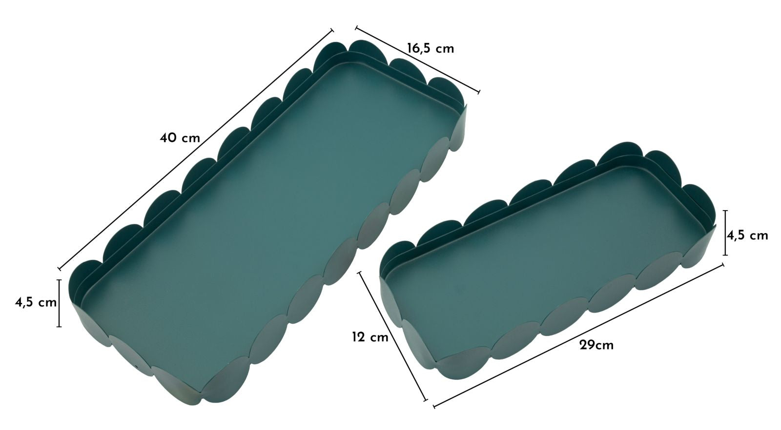 SATURN TRAY RECT. TEAL SET 2 PCS CM 40X16,5X4,5-29X12X4,5