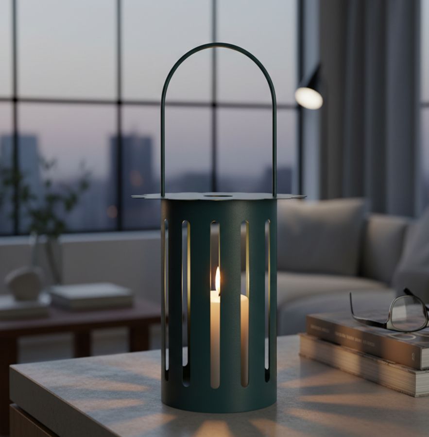 SATURN LANTERN TEAL CM Ø 24X43