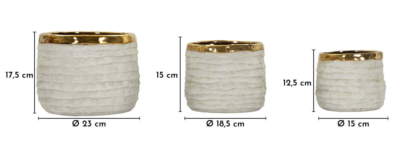 LIMA TALL CACHEPOT SET 3 PCS CM Ø 23X17,5-18,5X15-15X12,5