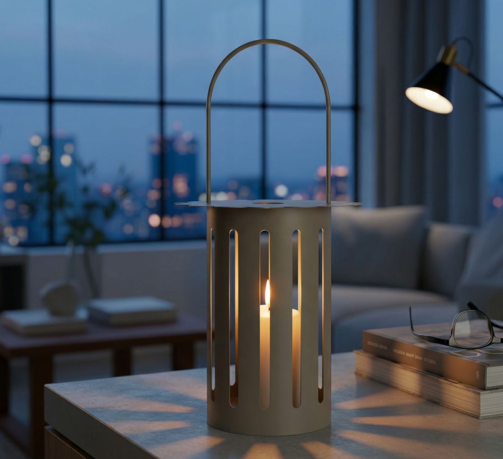 SATURN LANTERN DOVE GREY CM Ø 24X43