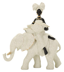 Ethnic Sculpture African Woman On Elephant 50X16X34 Cm