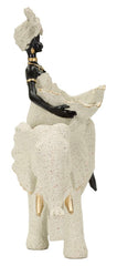 Ethnic Sculpture African Woman On Elephant 50X16X34 Cm