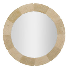 Round Wall Mirror, Natural Style, Ø 90 x 2.5 cm (Tempered, Internal Size Ø 67 cm)