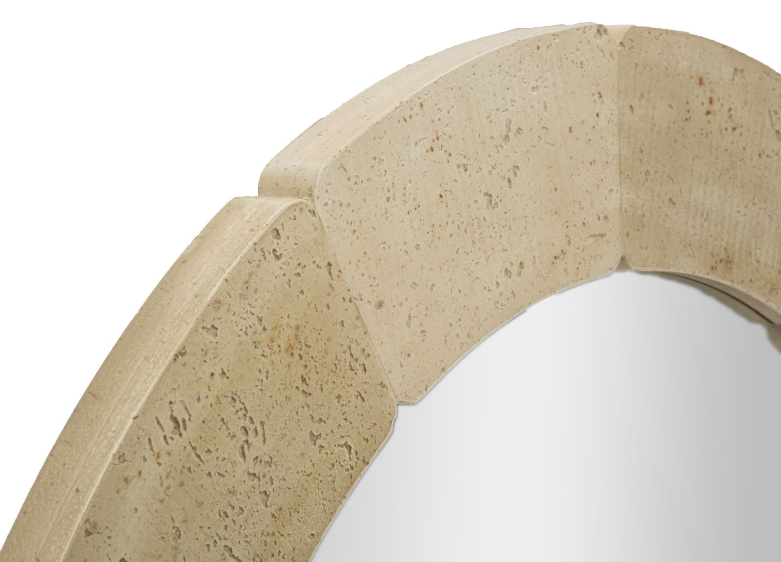 Round Wall Mirror, Natural Style, Ø 90 x 2.5 cm (Tempered, Internal Size Ø 67 cm)