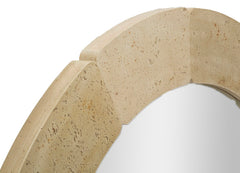 Round Wall Mirror, Natural Style, Ø 90 x 2.5 cm (Tempered, Internal Size Ø 67 cm)
