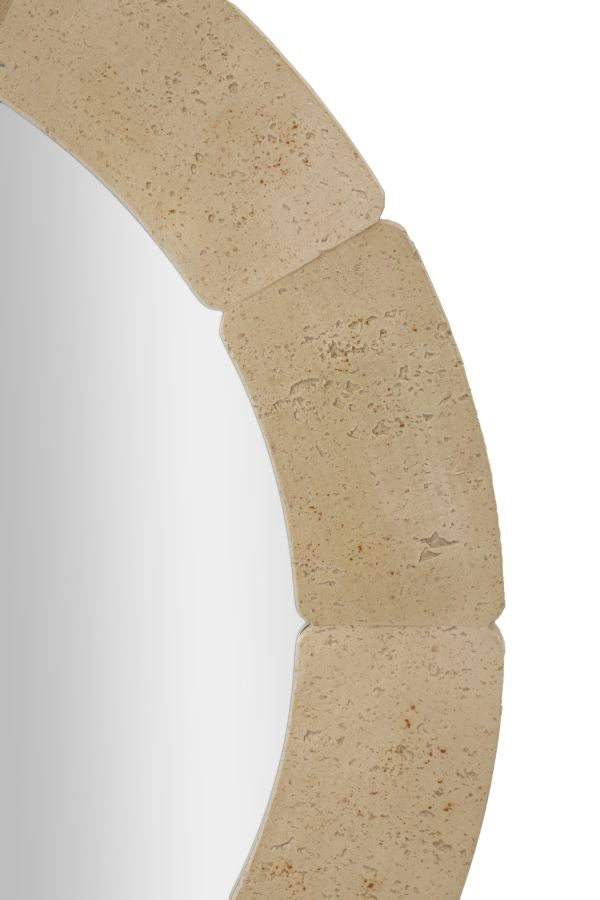 Round Wall Mirror, Natural Style, Ø 90 x 2.5 cm (Tempered, Internal Size Ø 67 cm)