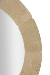 Round Wall Mirror, Natural Style, Ø 90 x 2.5 cm (Tempered, Internal Size Ø 67 cm)