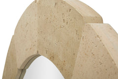 Round Wall Mirror, Natural Style, Ø 90 x 2.5 cm (Tempered, Internal Size Ø 67 cm)