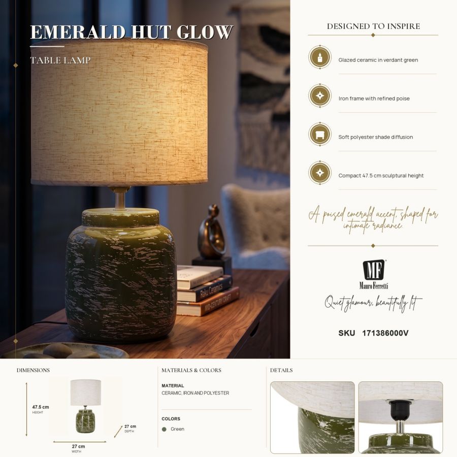 Green Table Lamp Contemporary Style Cm Ø 27X47,5