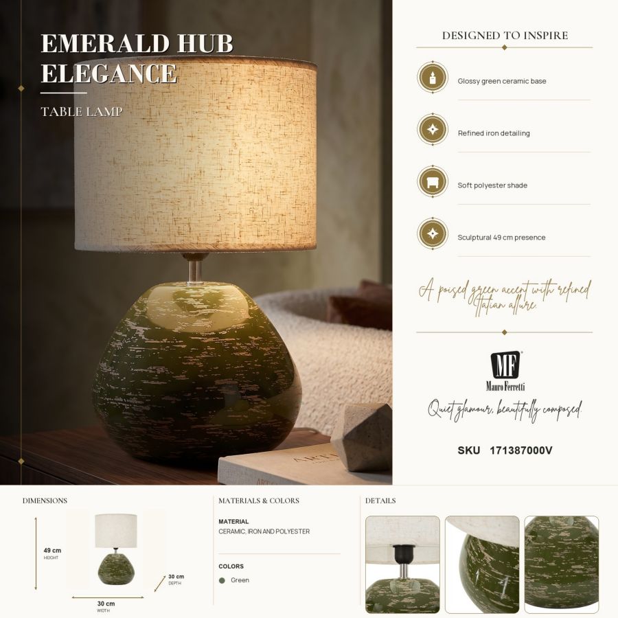 Green Contemporary Style Table Lamp 30x49 cm