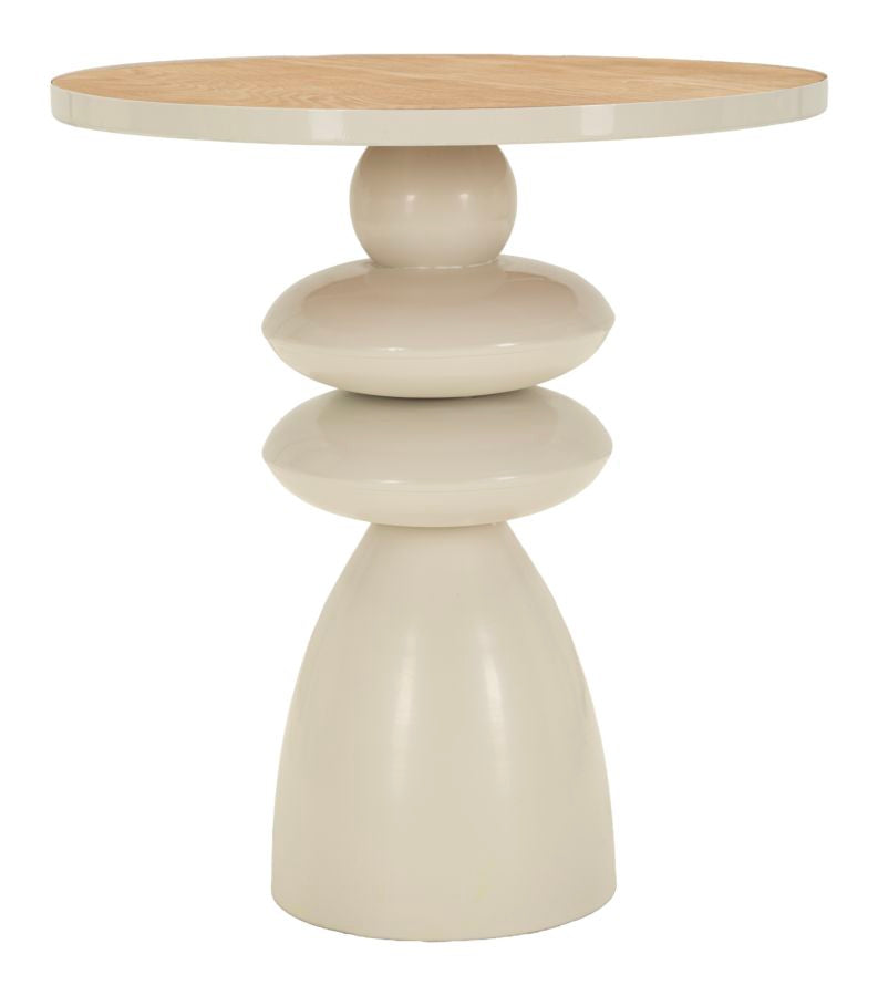 Metal Coffee Table with Wooden Top Ø 45.5x49 cm