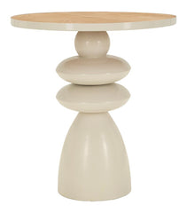 Metal Coffee Table with Wooden Top Ø 45.5x49 cm