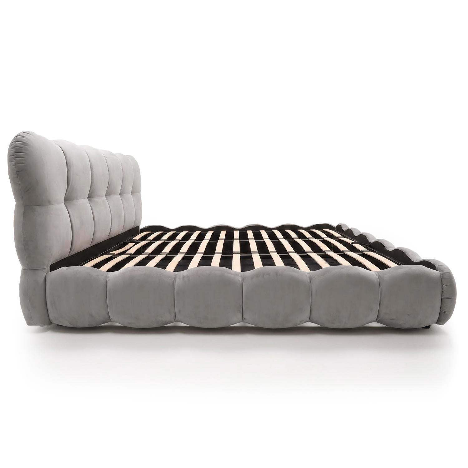 Lit-coffre design boule Bilbola avec sommier relevable 180x200cm Velours Gris