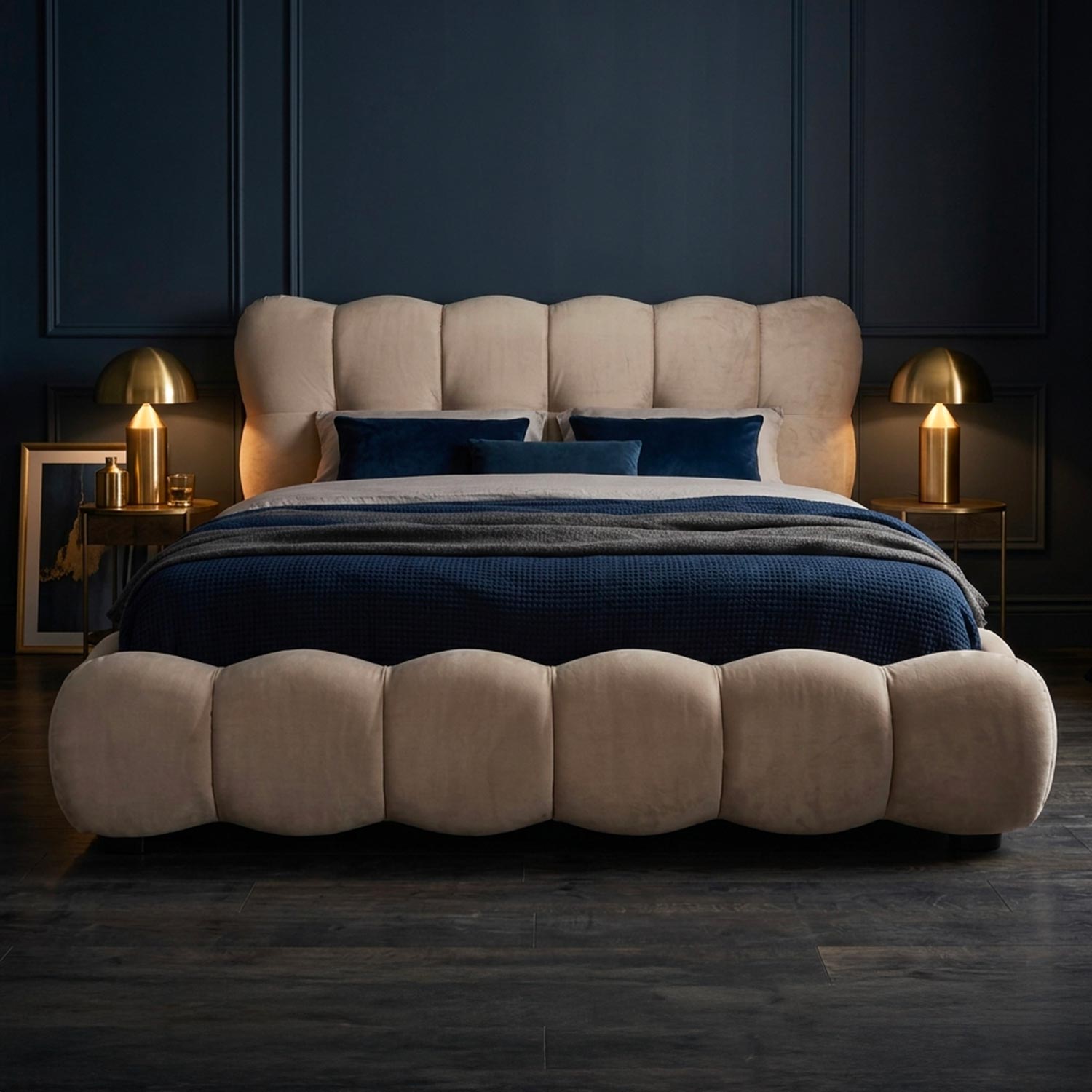 Pack Lit-coffre design boule Bilbola + Matelas Bedream 180x200cm Velours Taupe
