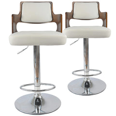 Lot de 2 chaises de bar Russel Bois Noisette & Blanc