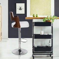 Lot de 2 chaises de bar Russel Bois Noisette & Blanc