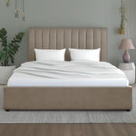 Lit coffre Astris avec sommier en velours taupe 180 cm