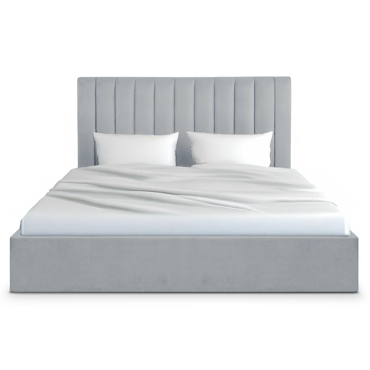 Lit Coffre Songe + Sommier Velours Argent 180cm