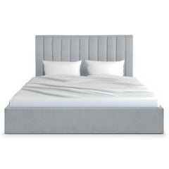 Lit Coffre Songe + Sommier Velours Argent 180cm
