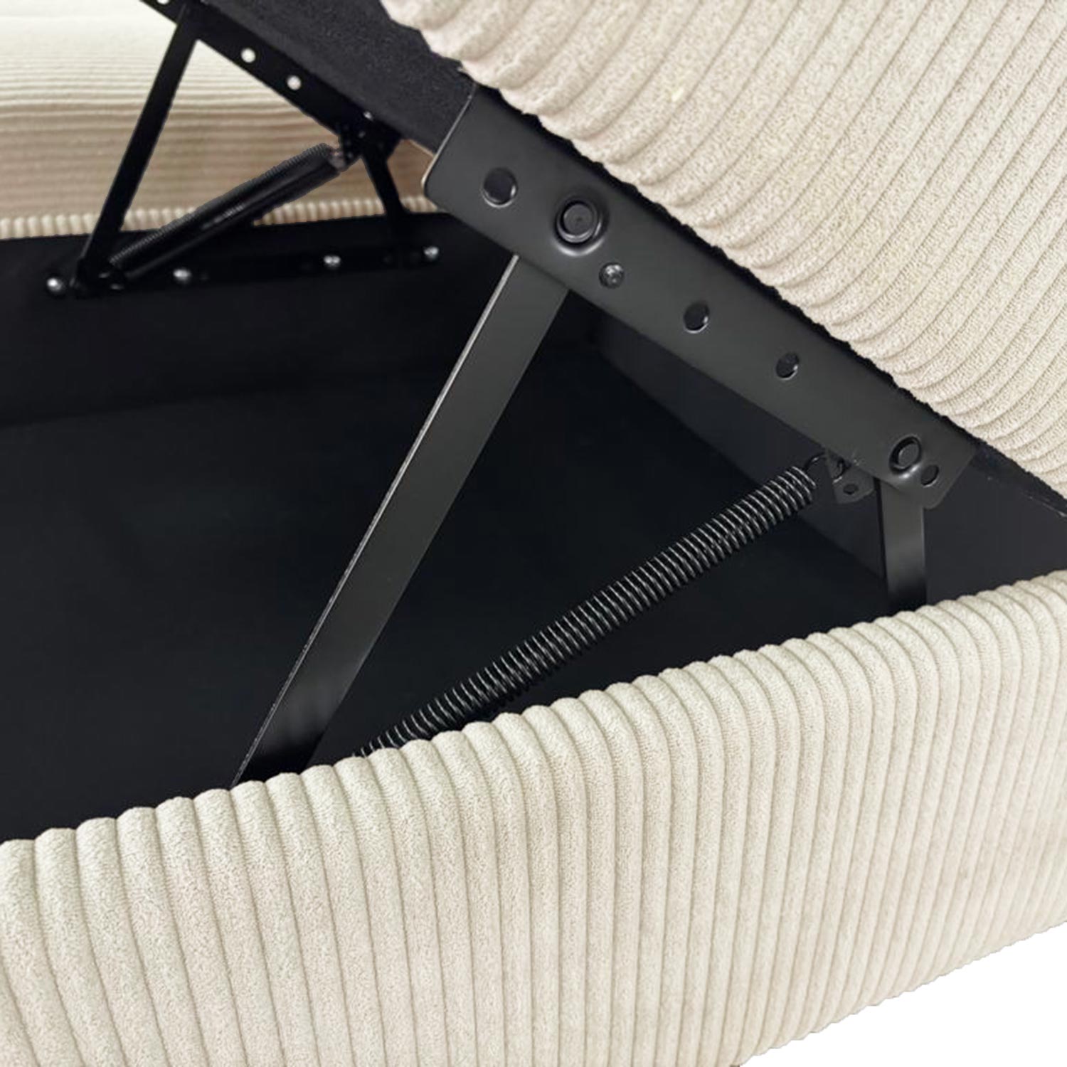 Canapé d'angle convertible Antoni avec têtières relevables angle à droite Velours côtelé Beige