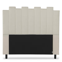 Tête de lit 140 cm en tissu beige avec bandes verticales