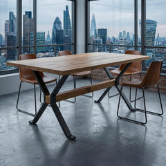Table à manger rectangulaire style industriel 150cm Rustica Bois de manguier et Métal Noir