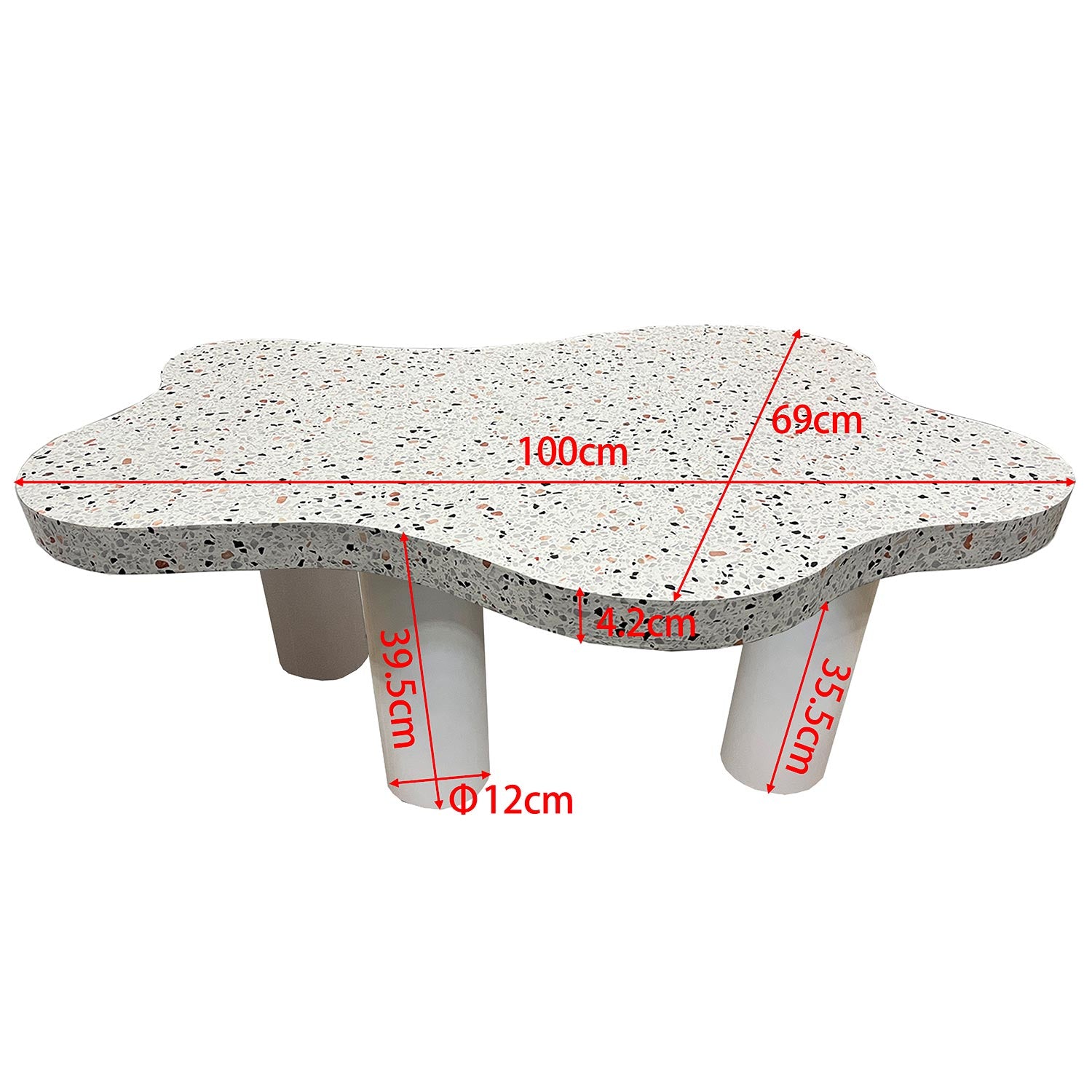 Table basse forme nuage 69x100cm Lagoon Effet Terrazzo