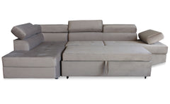 Canapé d'angle convertible Boldie en velours taupe