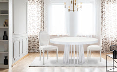 Lot de 2 chaises Adria médaillon simili cuir blanc