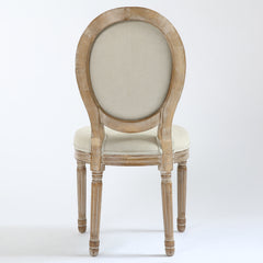 La chaise médaillon Louis XVI tissu beige vue de dos