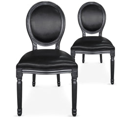 Lot de 2 chaises Adria médaillon simili noir