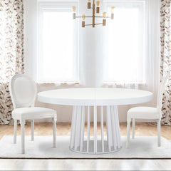 Lot de 2 chaises Adria médaillon simili cuir blanc