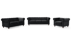 Fauteuil en velours Abir noir