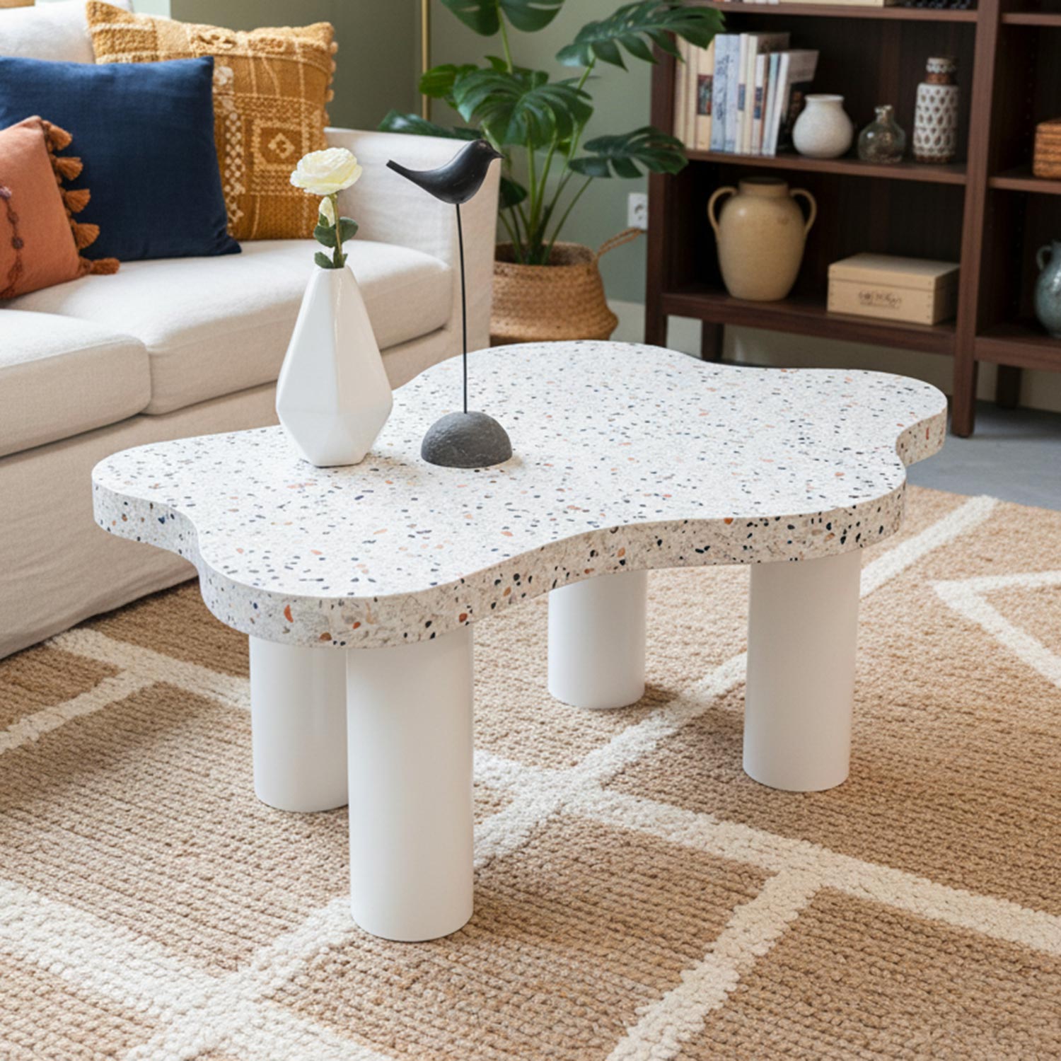 Table basse forme nuage 69x100cm Lagoon Effet Terrazzo