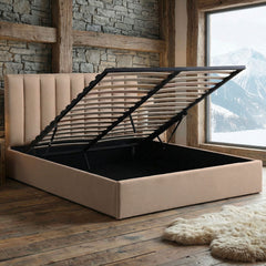Pack Lit-coffre Songe + Matelas Bedream 180x200cm Tissu Beige