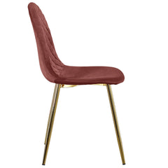 Juego de 8 sillas Atona acolchadas patas oro terciopelo rosa