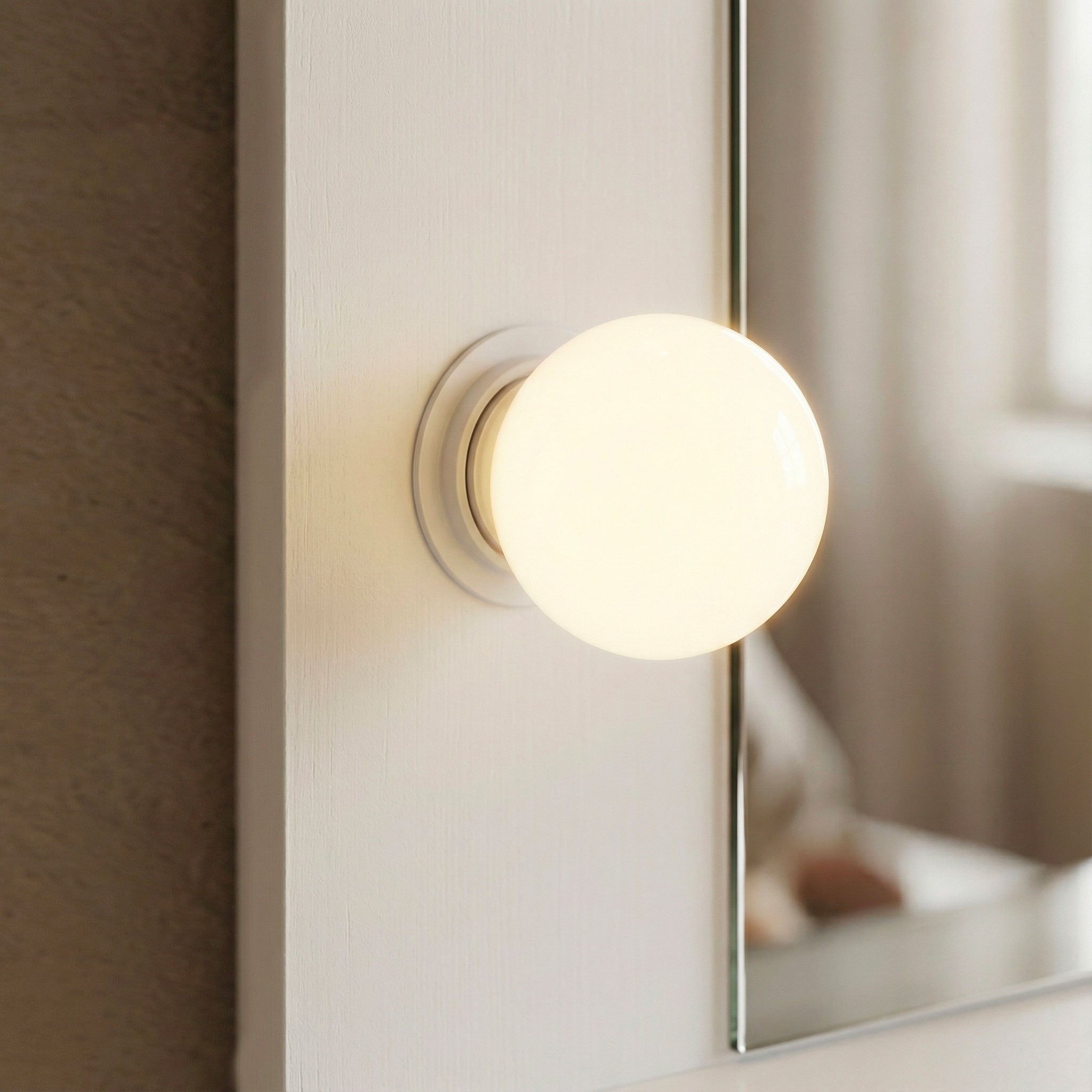 Coiffeuse moderne 13 tiroirs avec miroir lumineux et plateau en verre L120cm Probeauty Blanc