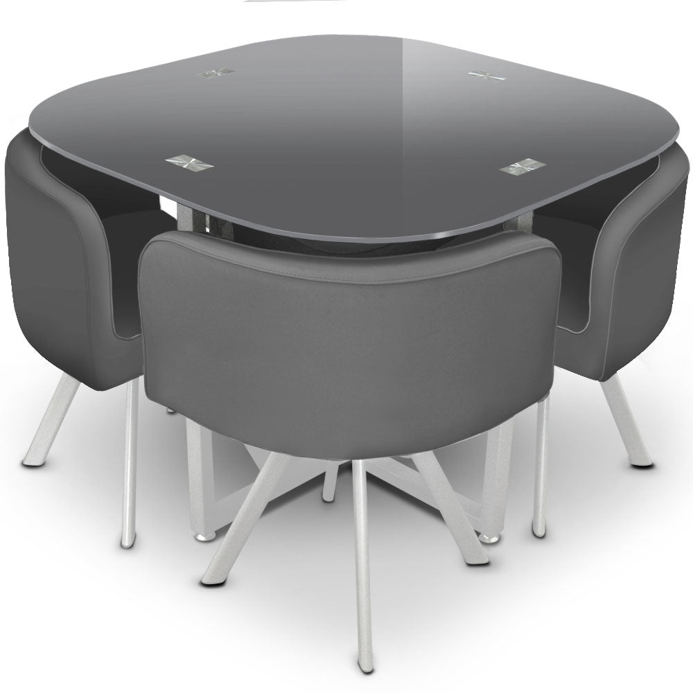 Ensemble table + chaises Mosaic 90 Gris