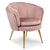 Sillón redondo de terciopelo rosa con patas de metal dorado