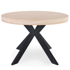 Table ronde extensible 110-260cm Myriade Effet travertin Beige et Noir