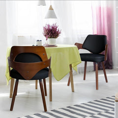 Lote de 2 taburetes Alica negros y acabado madera color avellana