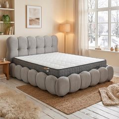 Pack Lit-coffre design boule Bilbola + Matelas Bedream 160x200cm Velours Gris