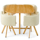 Juego de mesa y 4 sillas escandinavas beige con patas de metal efecto madera