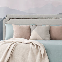 Tête de lit Milana 180cm Tissu Beige avec clous de tapissier